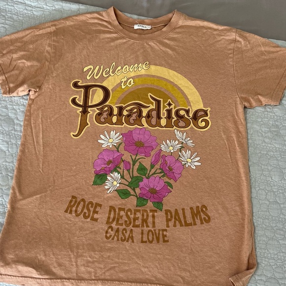Spell & the Gypsy t shirt rust tan brown color welcome to paradise size M - Picture 3 of 5